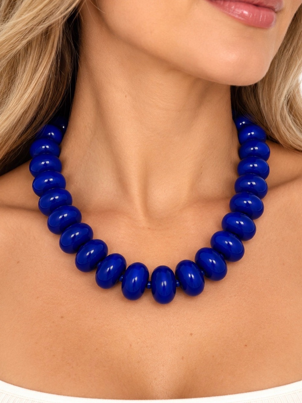 Blue Beaded Statement Necklace - Women Jewelry